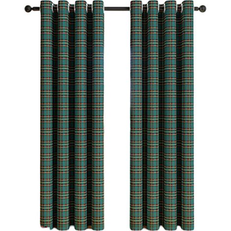 Rideaux Panneaux à Carreaux Écossais et Rayures - Filtration Lumière - Style Maison de Campagne - pour Cuisine/Salon (1/5)