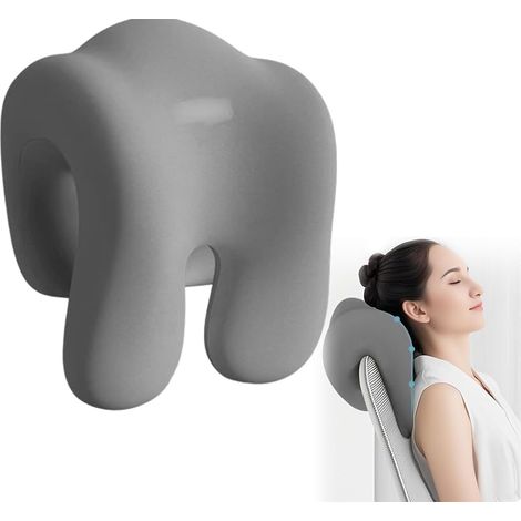 Cuscino cervicale in memory foam - Cuscino cervicale per sedia da ufficio - Cuscino poggiatesta per adulti e studenti - Grigio scuro (1/5)