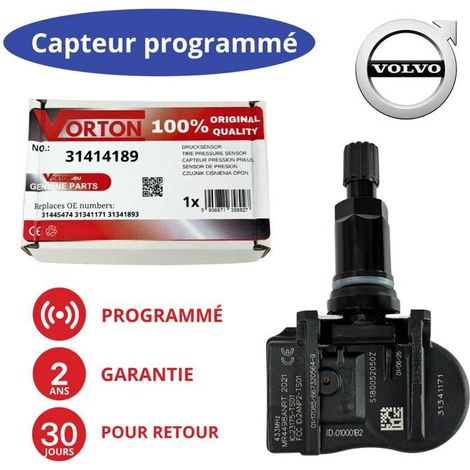 Sensor de presión de neumáticos TPMS programado Válvula de rueda negra VOLVO C30 V40 S40 V50 V60 S60 XC60 C70 V70 XC70 S80 (1/5)