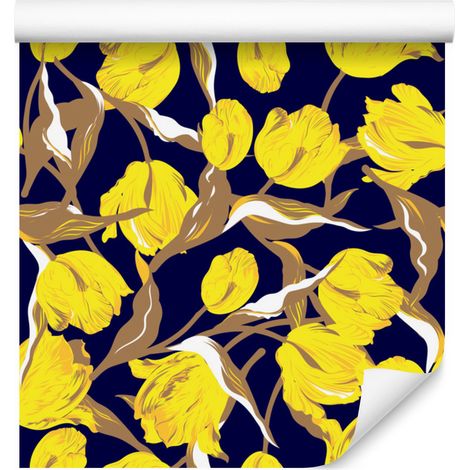 Tapete mit gelben Tulpen für Wohn- und Schlafzimmer, 50 x 1000 cm (1/5)