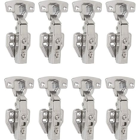 Charnières à recouvrement total à 100 degrés avec amortisseur intégré et mécanisme de fermeture automatique pour portes de placards de cuisine (lot d