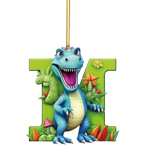 Ornement De Noël Dinosaure - Forme Lettre M - Acrylique - Décoration Arbre À Noël - Lot De 1 (1/2)