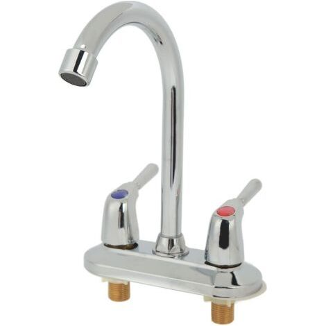 Robinet de lavabo à 2 poignées, mitigeur de lavabo à double poignée, plaque de recouvrement à double trou, mitigeur de lavabo à double commande, plaque de finition en cuivre de luxe (1/4)