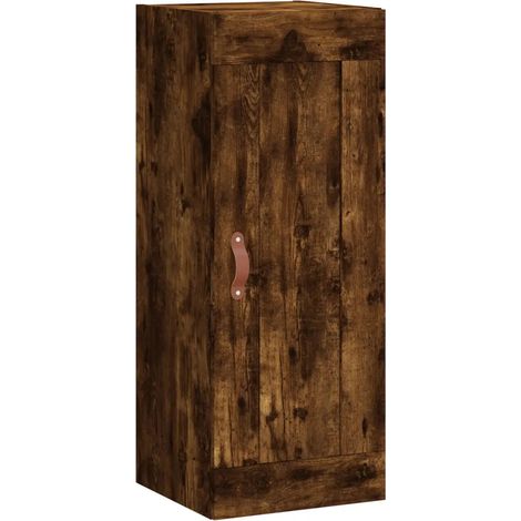 Elegante armadio da parete contenitore 34,5 x 34 x 90 cm finitura liscia design contemporaneo in legno di rovere affumicato 020048941