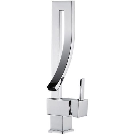 Tap à eau Fauce de bassin en laiton Style de mode Mode simple Bascade Basin Bassin Tap Hot Cold Chaueuses de salle de bain Ré nousfflite Waterfall Faucet équipement de cuisine(argent) - RWMitigeur de (1/5)