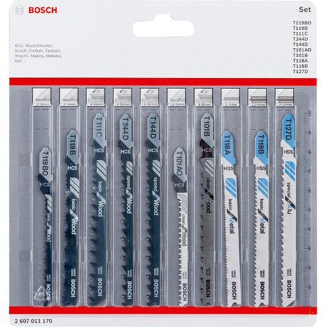 Bosch Accessories 2607011170 Stichsägeblatt-Set Wood and Metal, 10-teilig 10 St.