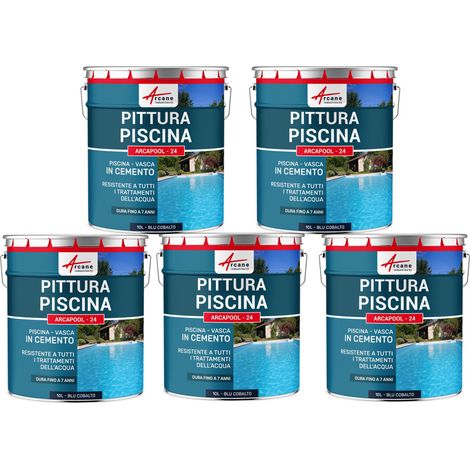 Vernici impermeabilizzanti per piscine - ARCAPOOL - 24 - 5 x 10 L Blu Cobalto - RAL 5013 - ARCANE INDUSTRIES