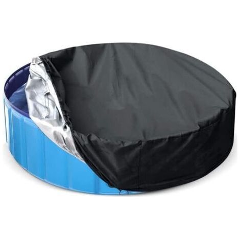 Bâche de protection pour piscine chien - Ronde Pliable Résistant aux UV Pour piscines familiales Noir 80 cm x 30 Diameter 80cm Height 30cm (1/5)