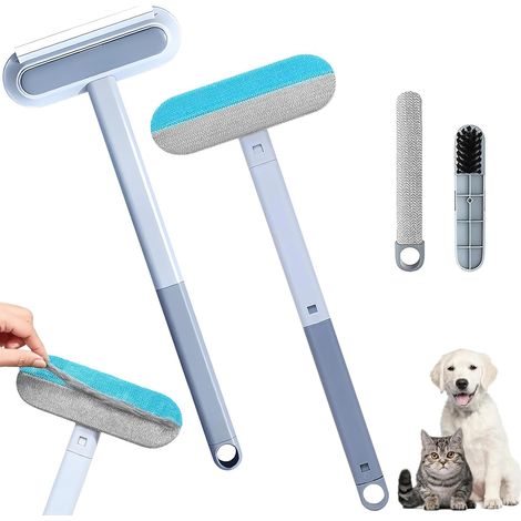 Lot de 2 brosses anti-peluches 3 en 1 pour animaux de compagnie, multifonction et réutilisable, pour vêtements, tapis, verre, voitures (1/5)