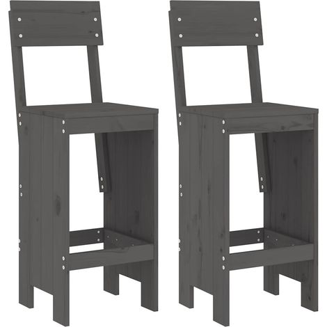 Maison Exclusive - Barhocker 2 Stk. Grau 40x48,5x115,5 cm Massivh