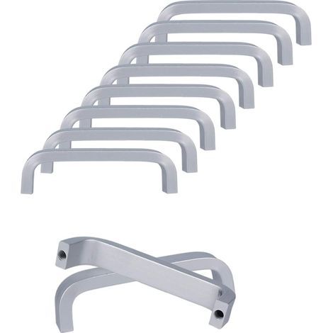 Lot de 10 poignées en alliage d'aluminium pour tiroirs de meubles de salle de bain et de cuisine, avec vis, pour armoires, commodes (entraxe des trous)