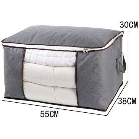 Lot de 2 Sac de Rangement Vetement , Boîte de Rangement Sous lit Pliable, Housse Rangement Couette Organisateur de Placard, pour les Vêtements, Gris (1/4)