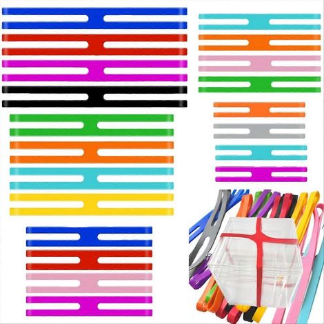 20 élastiques en silicone colorés, 5 tailles, larges et élastiques, à déchirer - anneaux en caoutchouc silicone (1/5)