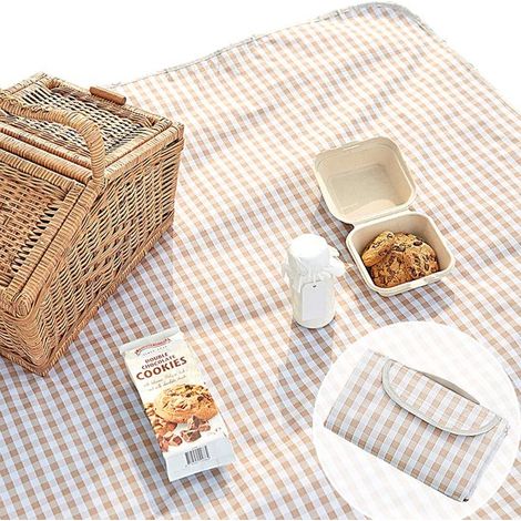 Coperta da picnic, telo da spiaggia, coperta da picnic a quadri, coperta da campeggio pieghevole, tappetino da esterno resistente all'acqua e all'umidità, coperta da picnic 200 x 150 cm (1/5)
