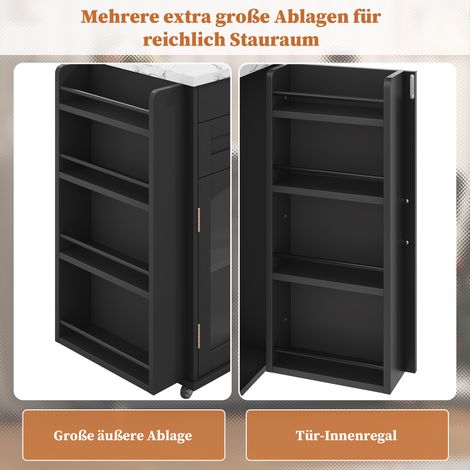 Même îlot mobile 120x45(70)x90cm plan pliant 5 roues,rangement complet pour cuisine et salle à manger.