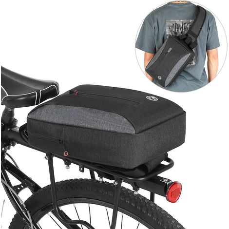 Sacoche de vélo 2-en-1 : sac à dos décontracté et sacoche de porte-bagages arrière pour cyclisme