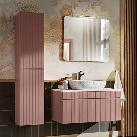 Set di mobili da bagno con lavabo Zelie rosa 100cm (1/5)