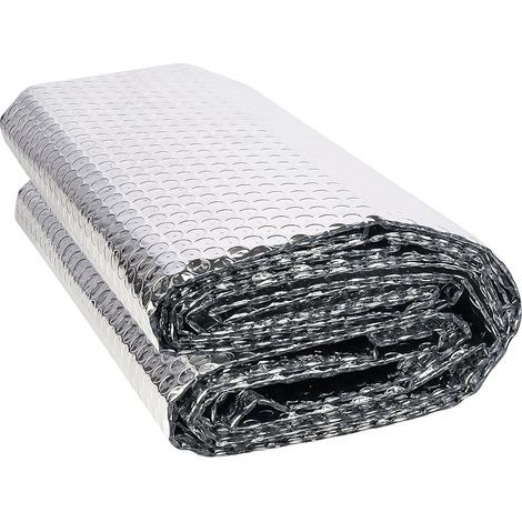 Film isolant aluminisé, 60 cm x 4.6 m, film d'isolation de 3 mm d'épaisseur, film réfléchissant pour véhicules, toits, fenêtres, tuyaux, etc (Aluminium, 150 cm x 2.5 m) (1/5)