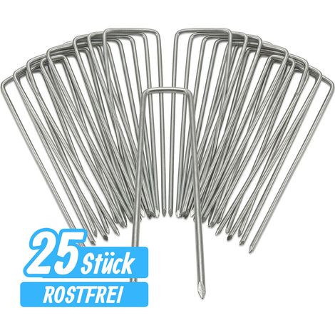 200er Set Bodenanker, Rostbeständig, Angeschrägte Enden, Zum Einschlagen, 15 cm lang, Verzinkter Stahl, Erdanker, Silber