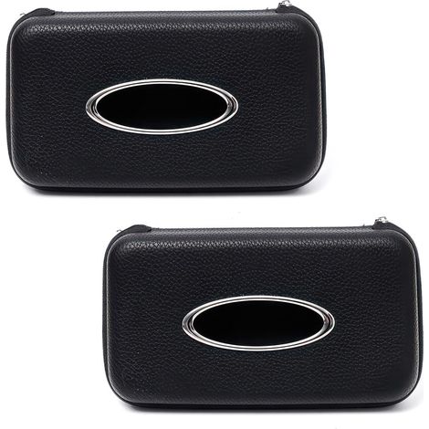 Porta fazzoletti per auto, porta fazzoletti per aletta parasole, porta fazzoletti per sedile posteriore in similpelle - nero (confezione da 2)