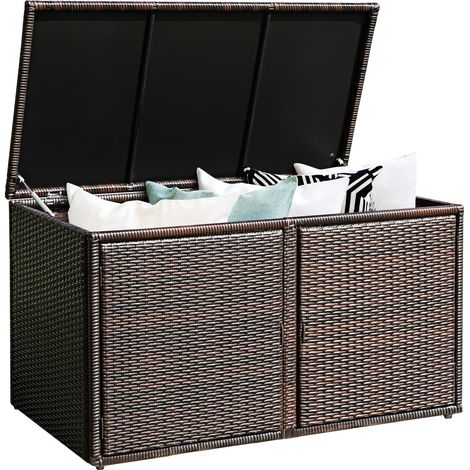 Outdoor PE Wicker Storage Box 330L Garden Patio Storage Container (1/5)