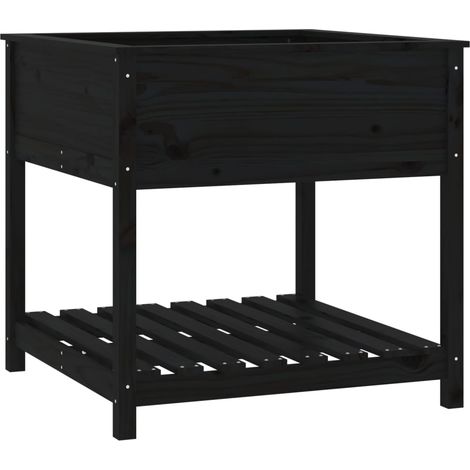 Maison Exclusive - Jardinera con estante madera maciza pino negro