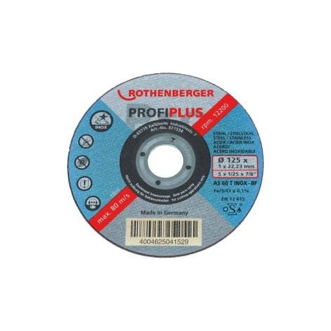 ROTHENBERGER disco da taglio INOX PROFI PLUS (125x1x22), 10 pezzi - 071534D