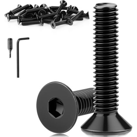 60 Pièces Vis Inox M3x20 mm Tête Fraisée Noir Visserie Filetage Complet inoxydable A2 V2A Norme DIN 7991/ISO 10642 Six Pans Creux Boulons Tête Plate pour Réparation Mécanique Meubles (1/5)