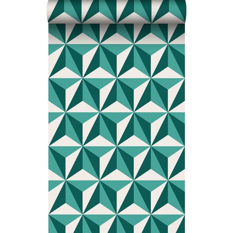 papier peint graphique 3D vert émeraude  - Origin Wallcoverings (1/5)