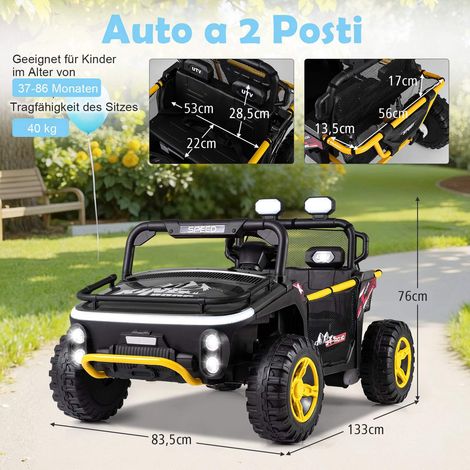 Camion per bambini da 24 V, 2 posti, telecomando, nero