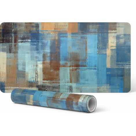 Alfombrilla antideslizante para escritorio con estampado abstracto de rect谩ngulos, 120 x 60 cm.