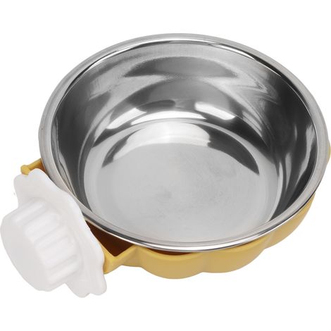 Bac à nourriture amovible en acier inoxydable pour chien, forme citrouille, idéal pour chats, chiens, oiseaux et cochons d'Inde, couleur jaune (1/5)