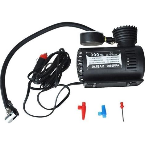 12v Voiture auto Pompe electrique Compresseur d'air Portable 300 PSI Gonfleur de Pneu (1/4)