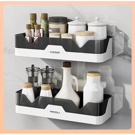 Ensemble de deux étagères de douche, étagère de douche sans perçage, panier de rangement mural pour douche, convient pour la salle de bain/cuisine (1/3)