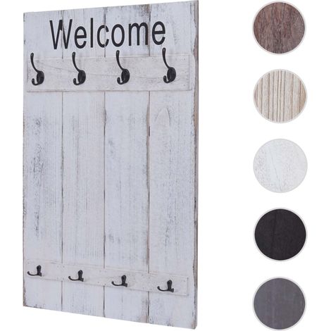 Portemanteau mural HWC-C89, style shabby, 91x60cm blanc (1/5)