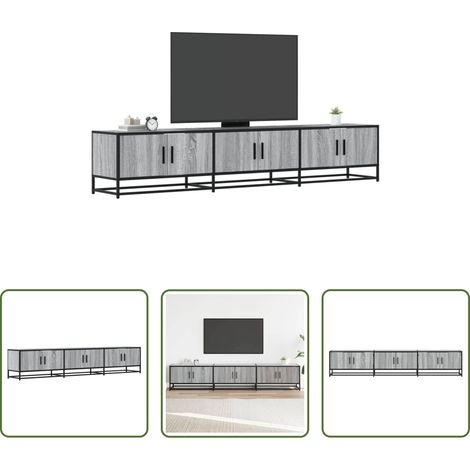 vidaXL Meuble tv avec rangement - Meuble TV sonoma gris 210x35x41 cm bois d'ingénierie (1/5)