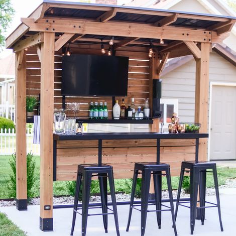 Backyard Discovery Cedar Springs Outdoor Garden Bar Complete with Powerport