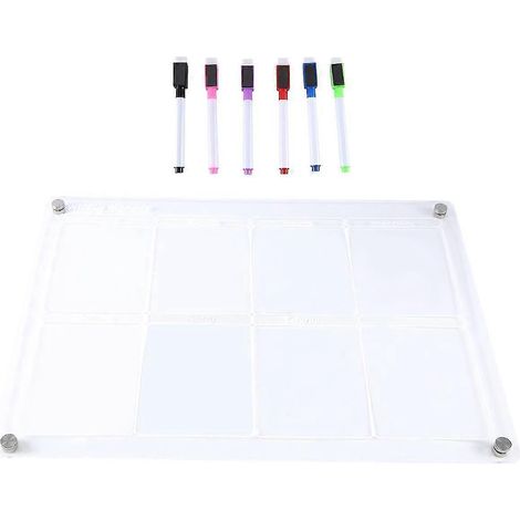 Tableau magnétique effaçable à sec pour calendrier de réfrigérateur, tableau blanc en acrylique, agenda hebdomadaire transparent (1/5)