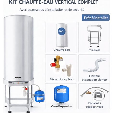 Ariston Group – Chauffe-eau électrique 200 L vertical – Résistance blindée thermoplongée – Cuve acier émaillé avec anode magnésium – Classe C (1/5)