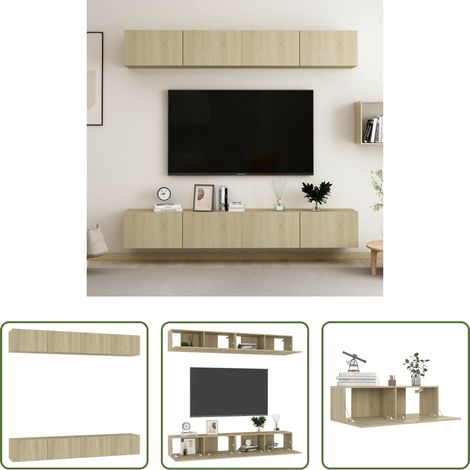 Meuble tv chêne sonoma - Meubles TV 4 pcs Chêne sonoma 100x30x30 cm Bois d'ingénierie (1/5)