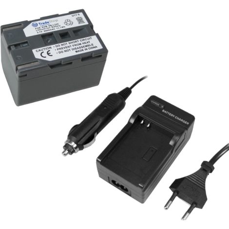 2in1 Set: Trade-Shop Kamera Li-Ion Akku + Akku Ladegerät mit Kfz Adapter für Samsung VP-D-250 VP-D-270 VP-D-390 VP-D-530 VP-D-590 VP-D-590i VP-D-101 VP-D-105 VP-D-323i VP-D-327i
