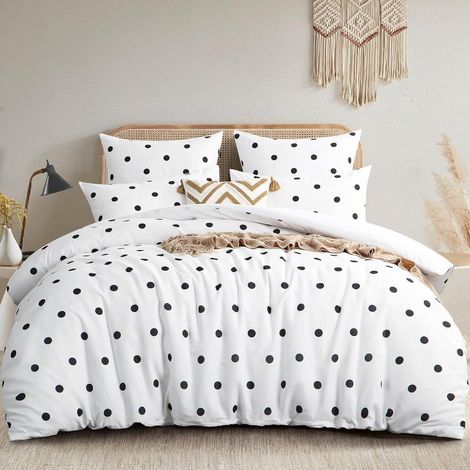 Bettwäsche 200x220 3-teilig Mikrofaser Polka Dot Weiß mit Reißverschluss (1/5)