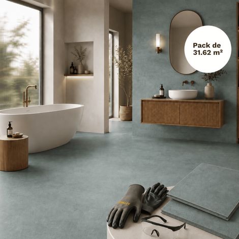 Dalle SPC clipsable sol et mur 31,62 m² béton ciré - 305 x 610 mm, usure 0,5 mm - Coloris - Béton ciré (1/5)