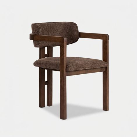 Chaise de design en bois et tissu pour salle à manger Toscana Noce Scuro - Marron (1/5)