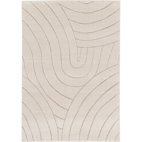 BOBOCHIC - Tapis poils ras BENOIT motif abstrait 120x170 Beige (1/5)