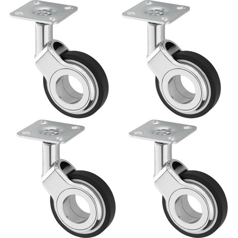 SOTECH Möbelrolle BERLIN - Durchmesser 60 mm - Tragkraft 60 kg pro Rolle - Chrom, schwarz - ohne Bremse - 4er Set