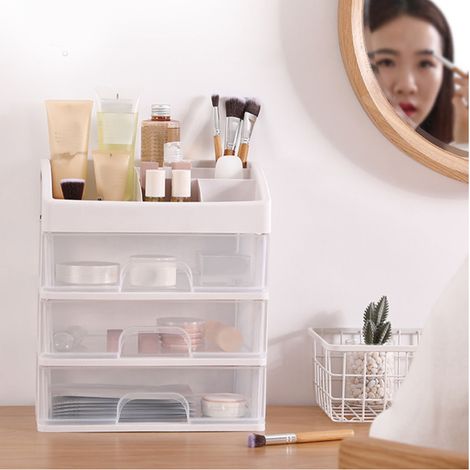 Schubladenartige Kosmetikaufbewahrungsbox für den Schreibtisch, Schmuckablage für den Schminktisch, transparente Kunststoffablage für das Schlafzimmer (1/5)