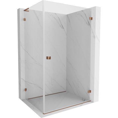 Mexen Lunar-B L Duschkabine rechts schwenkbar 90 x 80 cm, transparent, Roségold - 832L-090-080-60-00-P (1/5)