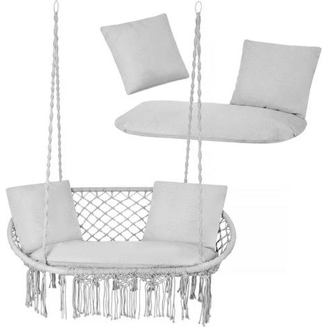Doppel-Gartenschaukelkissen-Set, Grau - Polyester/Baumwolle