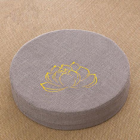 Coussin de méditation en lin, tapis de sol, tapis de relaxation, coussin de méditation pour genoux, tatami d'intérieur, gris, amovible et lavable. (1/5)